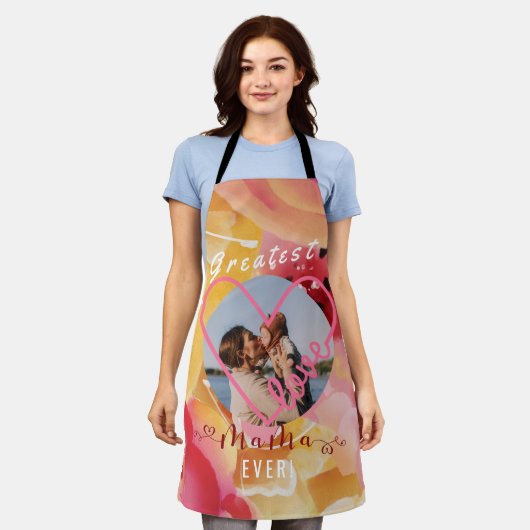 美しい赤面フローラ「ママエバー」 エプロン (着用した状態)