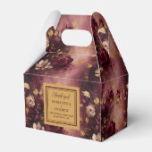 美しい赤面ブルゴーニュ金ゴールド結婚式の引き出物ボックス フェイバーボックス (裏面サイド)