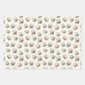 美しい赤面ホワイトキングプロテア花柄 ラッピングペーパーシート (正面3)