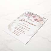 美しい赤面リースバラ金ゴールドキンセアニェラパーティー 箔招待状 (回転した状態)