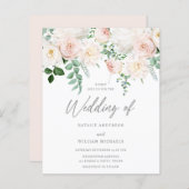 美しい赤面庭園の結婚式予算招待状 (正面/裏面)