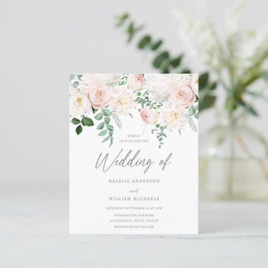 美しい赤面庭園の結婚式予算招待状 (スタンド正面)