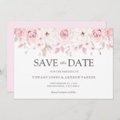 美しい赤面水の色のフローラ日付を保存 セーブザデート (正面/裏面)