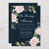 美しい赤面海軍の葬儀サービスのお知らせ 招待状 (正面/裏面)