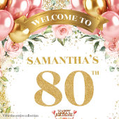 美しい赤面金ゴールドグリッター80th誕生日ナプキンス スタンダードカクテルナプキン