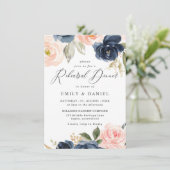 美しい赤面&ネイビーフラワーリハーサルディナー 招待状 (スタンド正面)