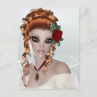 美しい赤頭の女性 ポストカード