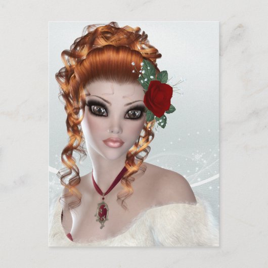 美しい赤頭の女性 ポストカード (正面)