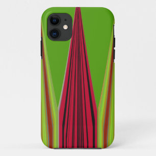 美しい赤黄色緑のフラクタルアートデザイン iPhone 11 ケース