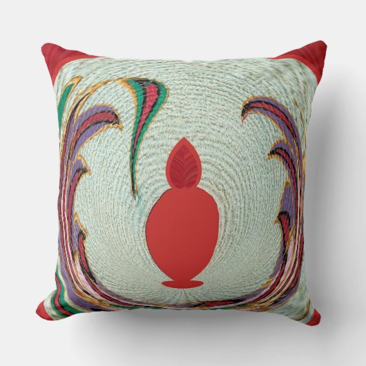 美しい赤、白、紫、緑のテクスチャカラー クッション (正面)
