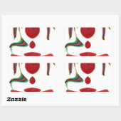 美しい赤、白、紫、緑のテクスチャカラー 長方形シール (シート)