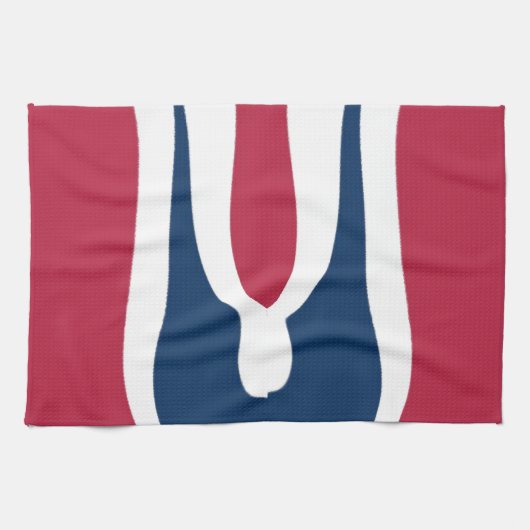 美しい赤、白、青のテクスチャカラー抽象芸術 キッチンタオル (横)