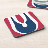 美しい赤、白、青のテクスチャカラー抽象芸術 コースター (左側)