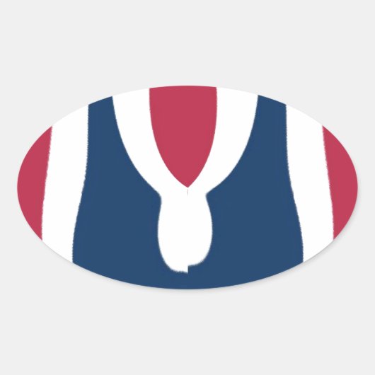 美しい赤、白、青のテクスチャカラー抽象芸術 楕円形シール (正面)