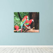 美しい赤、緑、青の3つのオウム。 キャンバスプリント (インサイチュ (ウッドフロア))