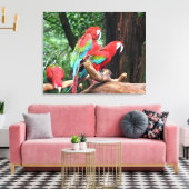美しい赤、緑、青の3つのオウム。 キャンバスプリント (インサイチュ (リビング))