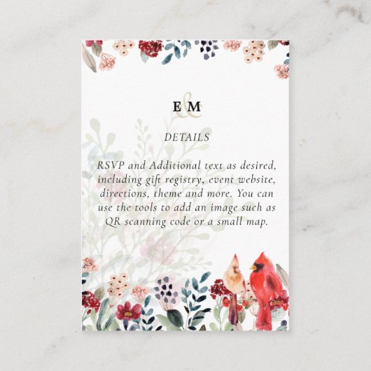 美しい赤（鳥）ショウジョウコウカンチョウ結婚の鳥 エンクロージャーカード (裏面)