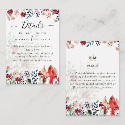 美しい赤（鳥）ショウジョウコウカンチョウ結婚の鳥 エンクロージャーカード (正面/裏面)