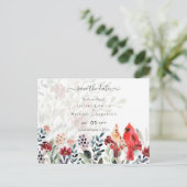 美しい赤（鳥）ショウジョウコウカンチョウ結婚の鳥 ポストカード (スタンド正面)