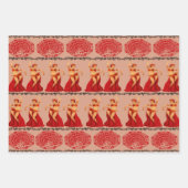 美しい踊りガールズアンドピーコックパターン ラッピングペーパーシート (正面)