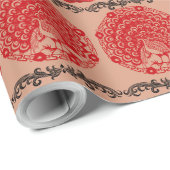 美しい踊りガールズアンドピーコックパターン ラッピングペーパー (ロールコーナー)