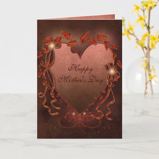 美しい輝きのハート母の日のカード カード (黄色い花)