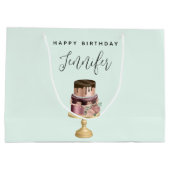 美しい輝くグリッター パーティー ケーキ 誕生日 ラージペーパーバッグ (裏面)