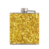 美しい輝く黄色のグリッターパターン フラスク (裏面)