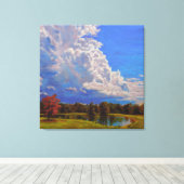 美しい農場の風景 キャンバスプリント (インサイチュ (ウッドフロア))