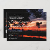 美しい農場の風車の日没の結婚式招待状 招待状 (正面/裏面)