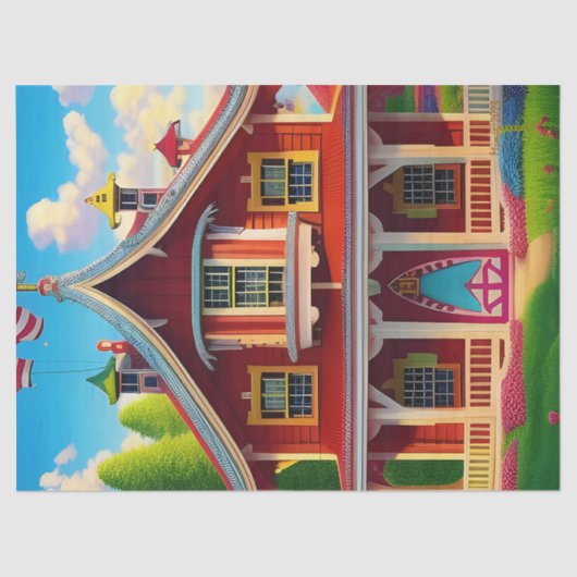 美しい農家の田舎のデクページ 薄葉紙 (正面)