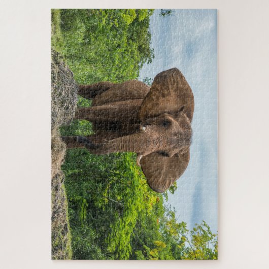 美しい遊象が草の中 ジグソーパズル (縦)