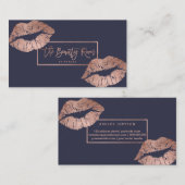 美しい部屋のタイポグラフィの唇ののどのばら色の金ゴールド 名刺 (正面/裏面)