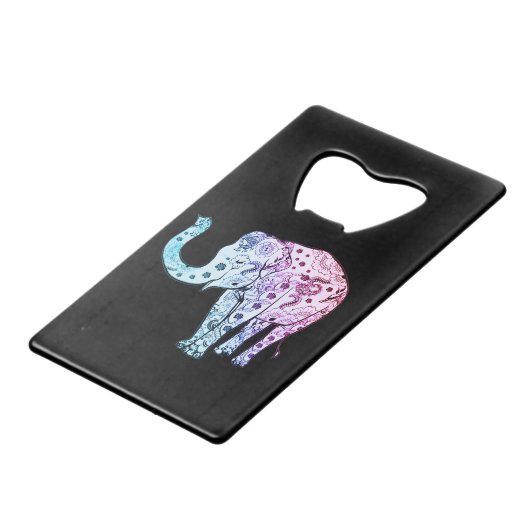 美しい部族の象 クレジットカード栓抜き (正面アングル)