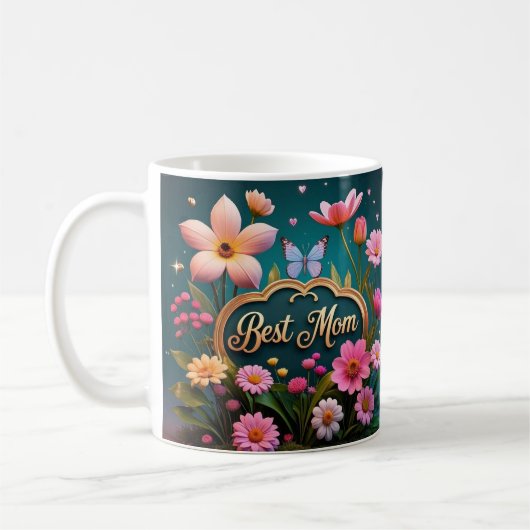 美しい釉薬の母の日の花 コーヒーマグカップ (左)