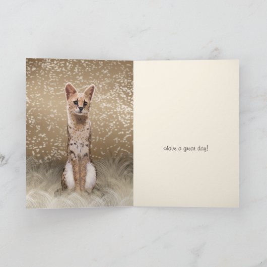 美しい野生のアフリカ産のセルヴァル猫 カード (内部)