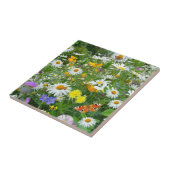 美しい野生の花および蝶草原 タイル (側面)