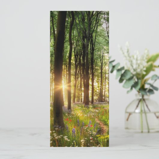 美しい野生の花の森の道と夜明けの日の出 招待状 (スタンド正面)