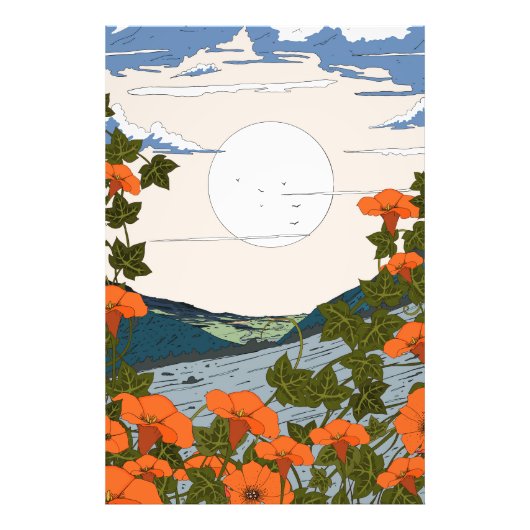 美しい野生の花の草原の風景 フォトプリント            (正面)