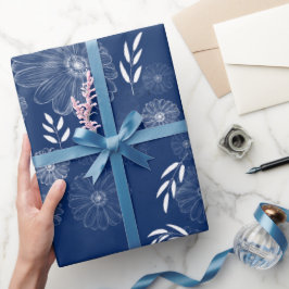 美しい野生の花の鳩のパターン ラッピングペーパー