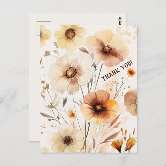 美しい野生の花 花 ありがとう ポストカード (正面/裏面)