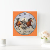 美しい野生の馬 スクエア壁時計 (ホーム)