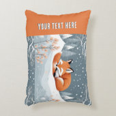 美しい野生動物の冬のキツネでスノードイズコージー アクセントクッション (正面(垂直))
