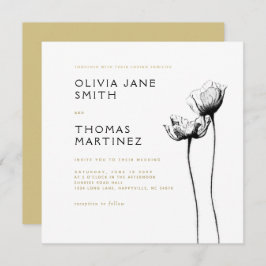 美しい野生素朴黒エレガントフローラ結婚ズ 招待状