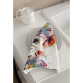 美しい野生色の庭の花水色 キッチンタオル