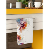 美しい野生色の庭の花水色 キッチンタオル