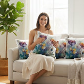 美しい野生色の庭の花水色 クッション