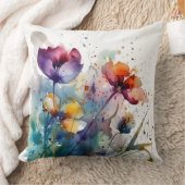 美しい野生色の庭の花水色 クッション (ブランケット)