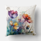 美しい野生色の庭の花水色 クッション (裏面)