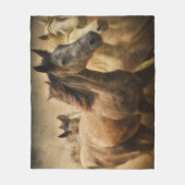 美しい野生馬 フリースブランケット (正面)